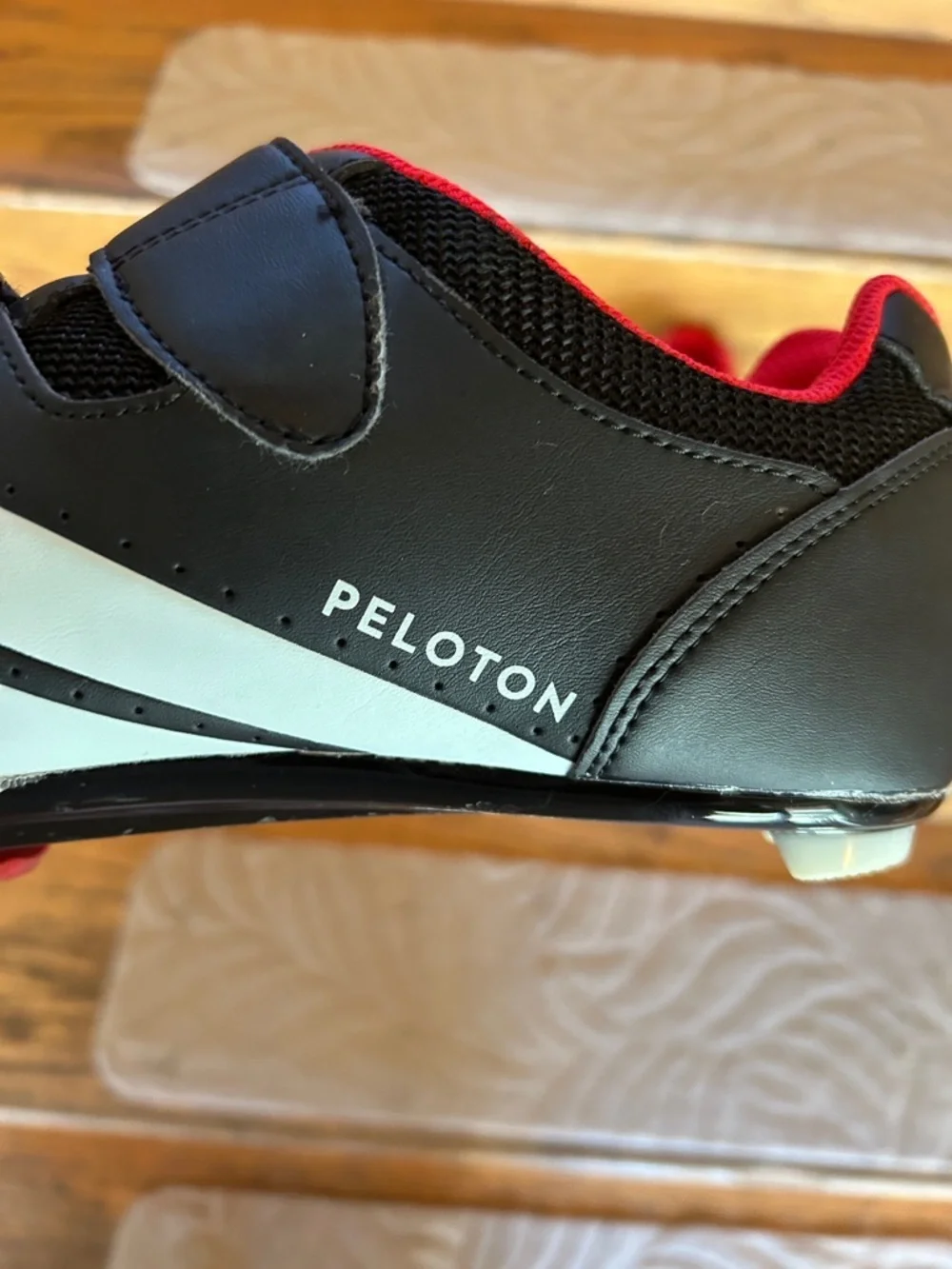Peloton Men's Black Road Cycling Shoes with Red Lining and White Accent